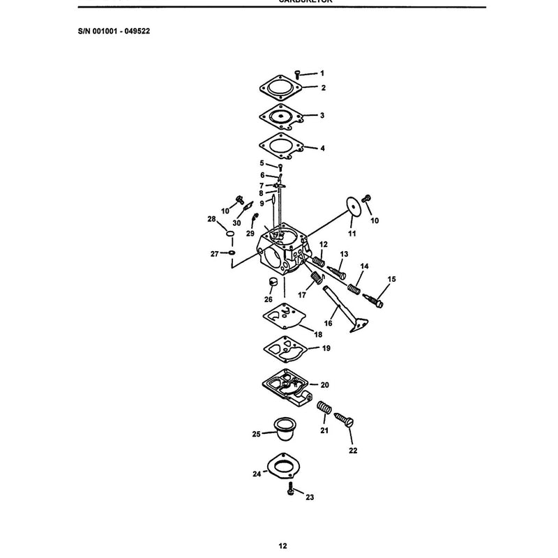 12300009560 41 Carburetor Wt-274 Includes The Following