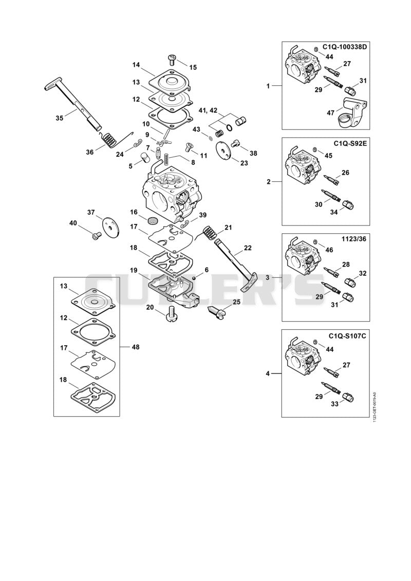 Carburetor C1Q­S91, -S92, -S107, C1Q-100338, 1123/36
