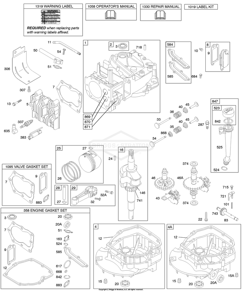Cams, Crankshaft, Cylinder, Engine Sump, Kit/Gaskets, Lubrication, Piston Group, Valves