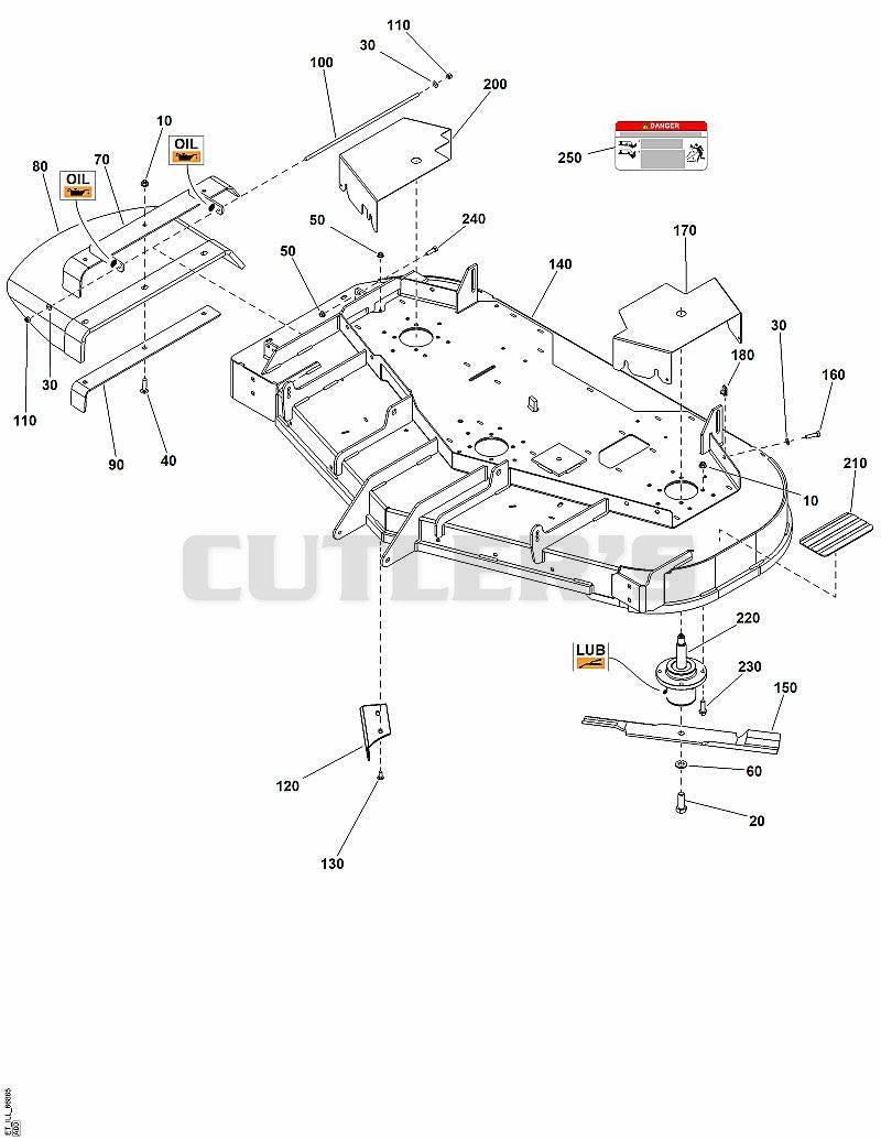 60" Mower Deck - Housing, Covers, Spindles and Blades