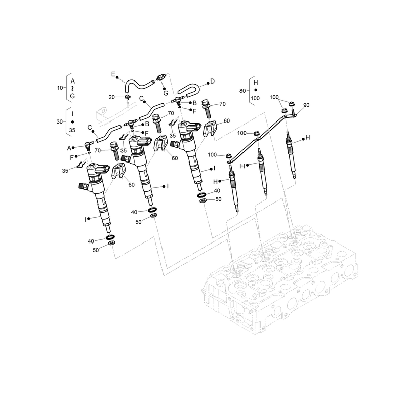 Injector and Glow Plug Assembly