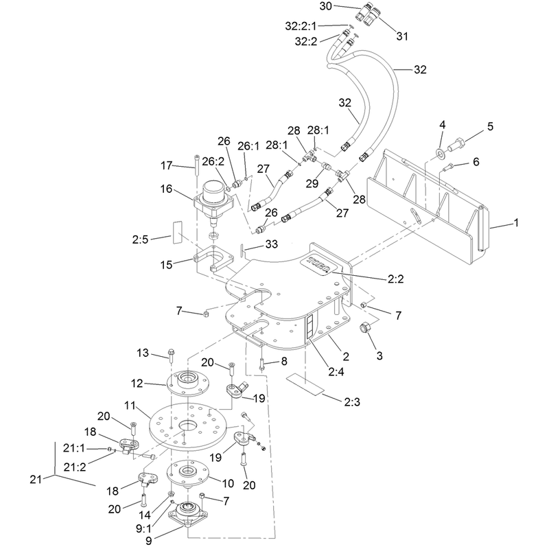 Grinder Frame Head and Hydraulic Motor Assembly