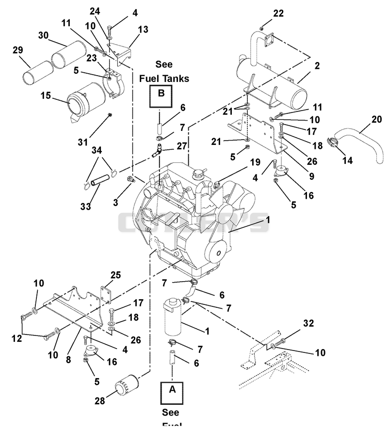 Engine, Muffler And Air Filter