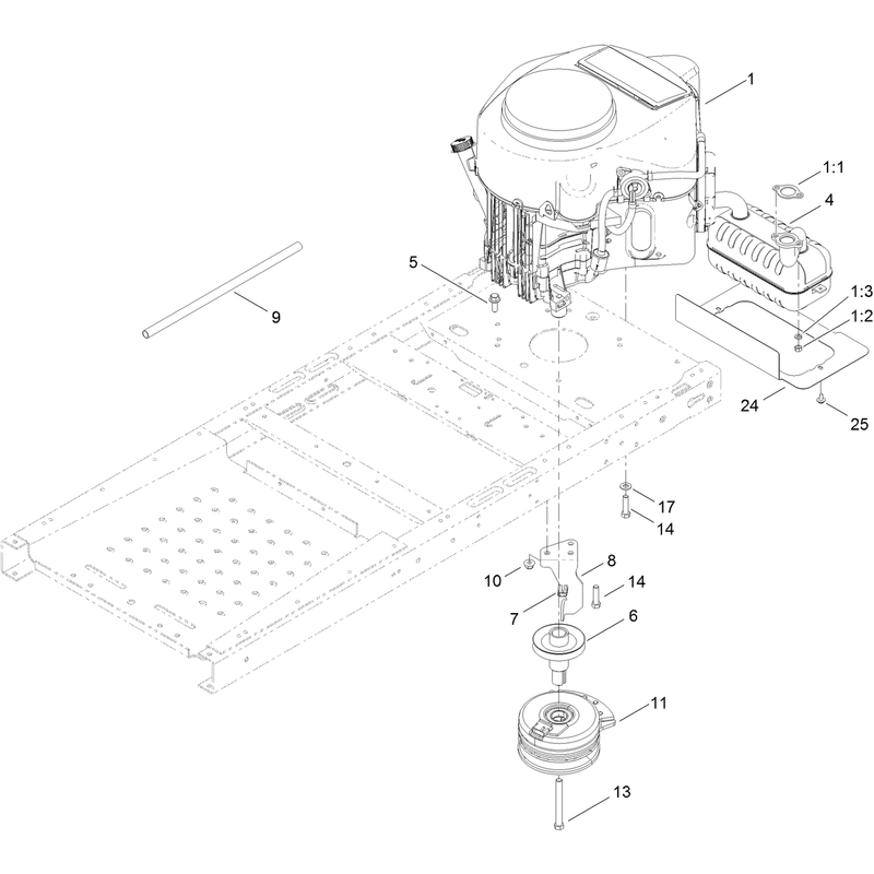Engine, Muffler and Clutch Assembly
