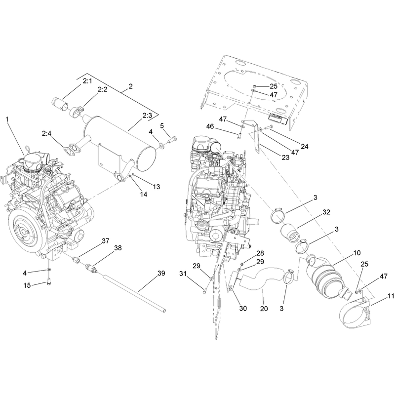 Engine Muffler and Air Cleaner Assembly