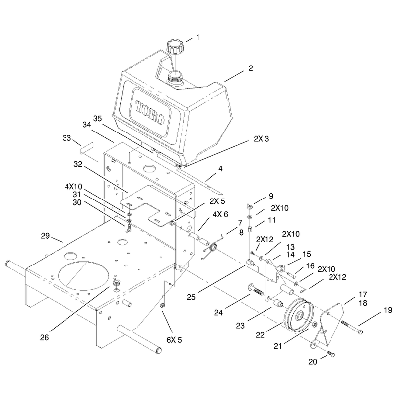 Fuel Tank and Idler Puller Assembly
