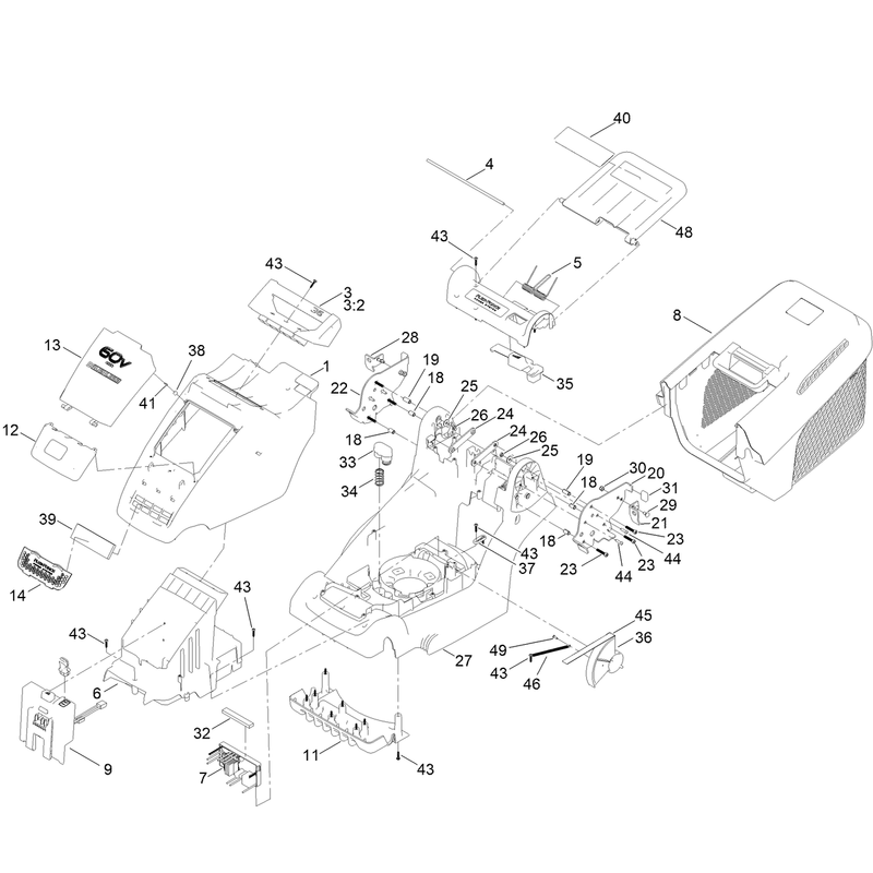 Deck and Grass Bag Assembly