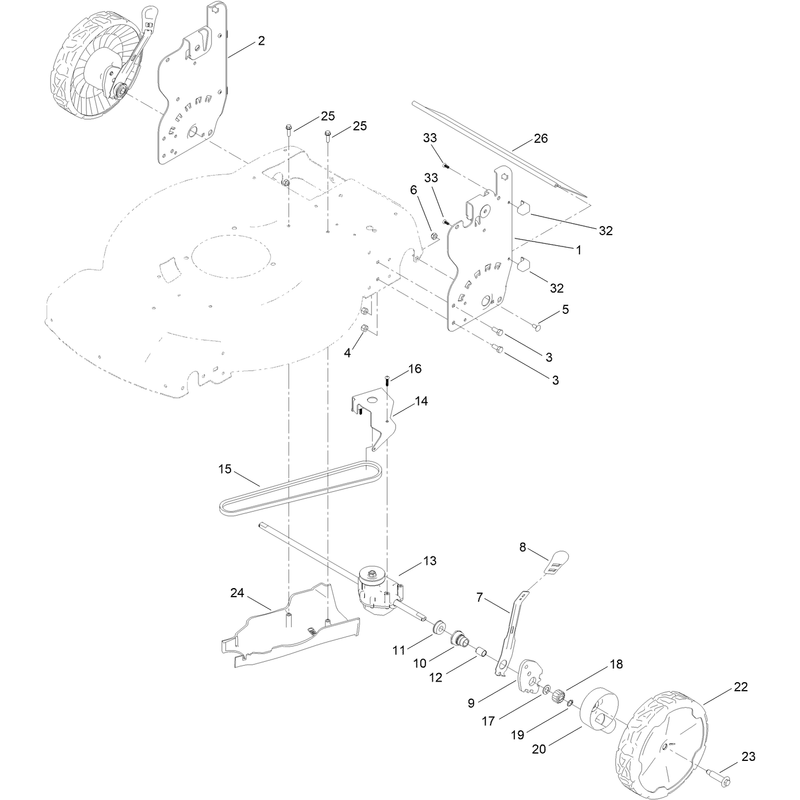 Rear Wheel and Height of Cut Assembly