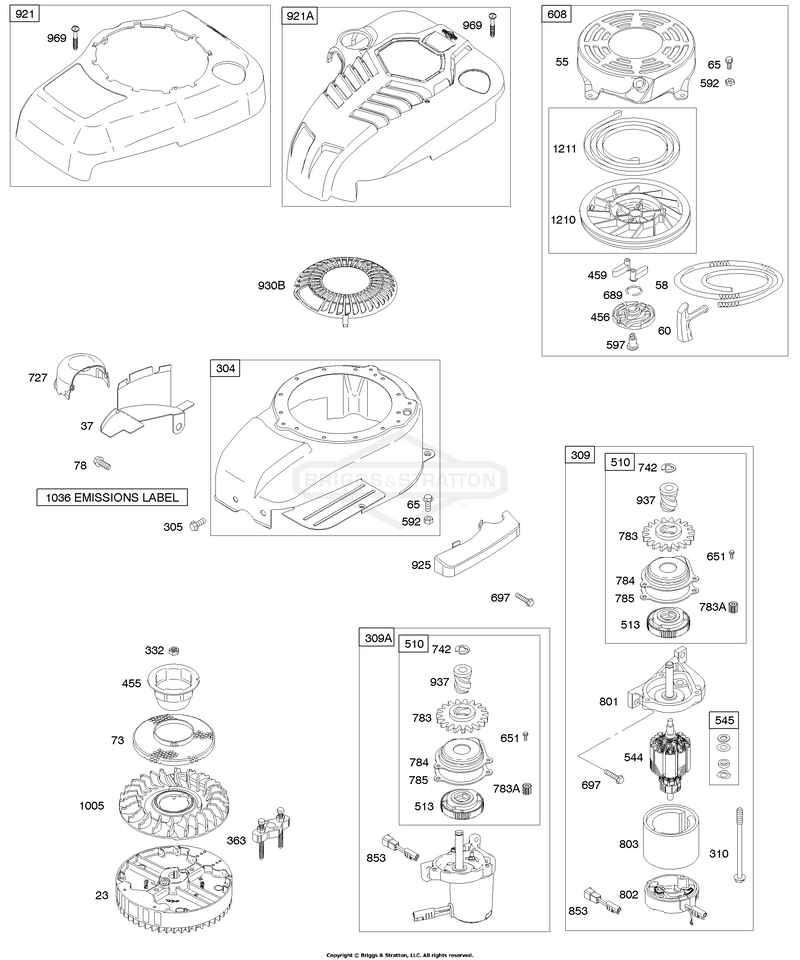 Blower Housing/Shrouds, Elecrtic Starter, Flywheel, Rewind Starter