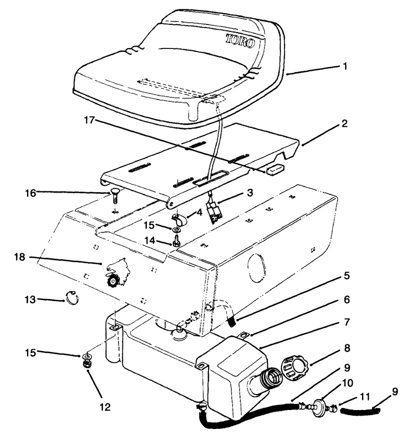 Seat and Gas Tank Assembly