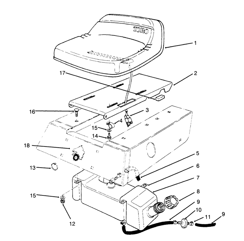 Seat and Gas Tank Assembly