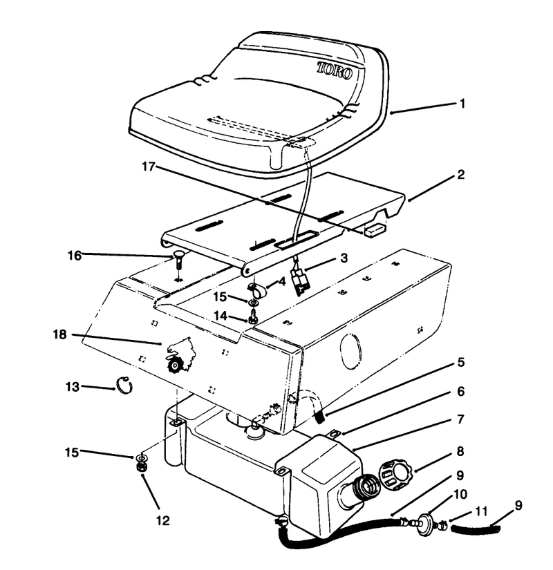 Seat and Gas Tank Assembly