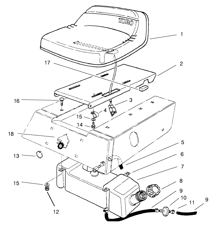 Seat and Gas Tank Assembly