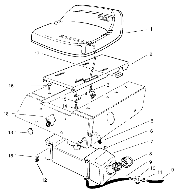Seat and Gas Tank Assembly