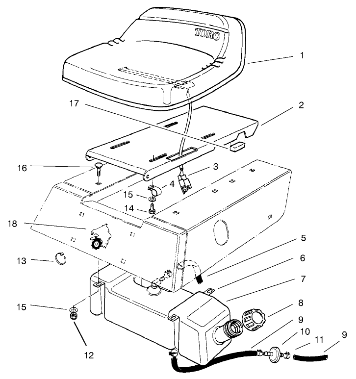 Seat and Gas Tank Assembly