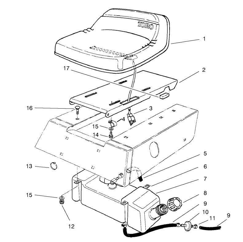 Seat and Gas Tank Assembly