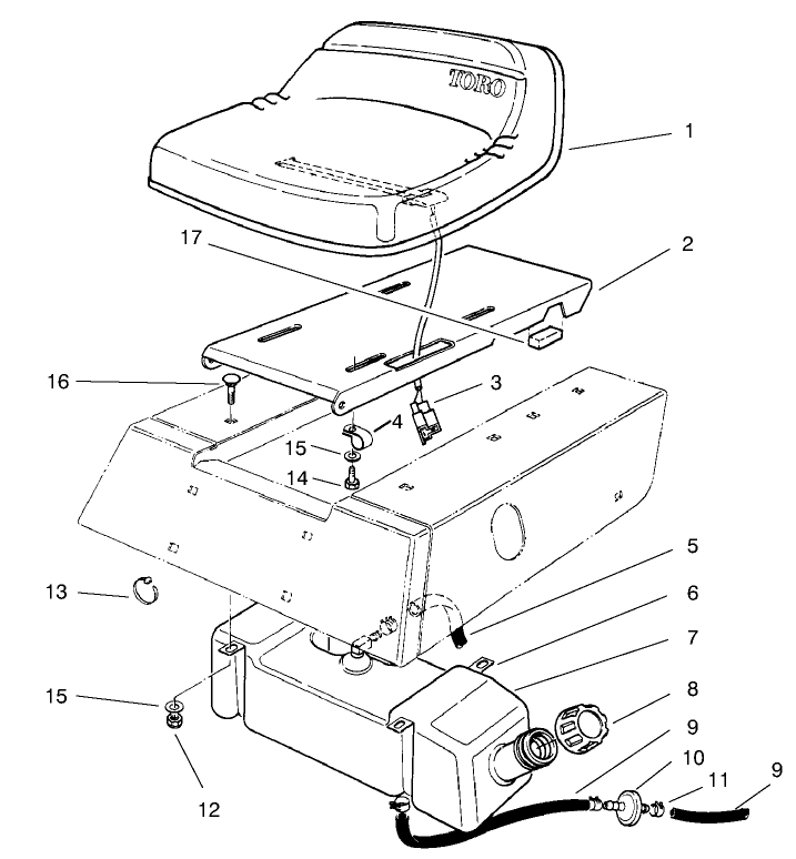 Seat and Gas Tank Assembly