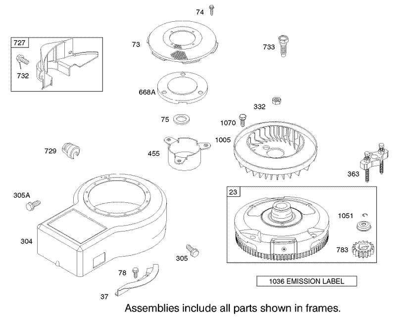 Blower Housing Assembly Engine Briggs and Stratton Model 28M707 1127 E1