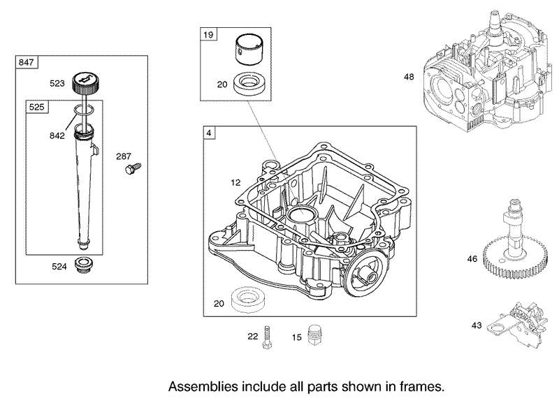 Crankcase Assembly Engine Briggs and Stratton Model 28M707 1127 E1