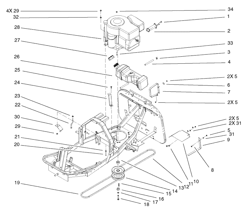 Engine and Fuel Tank Assembly