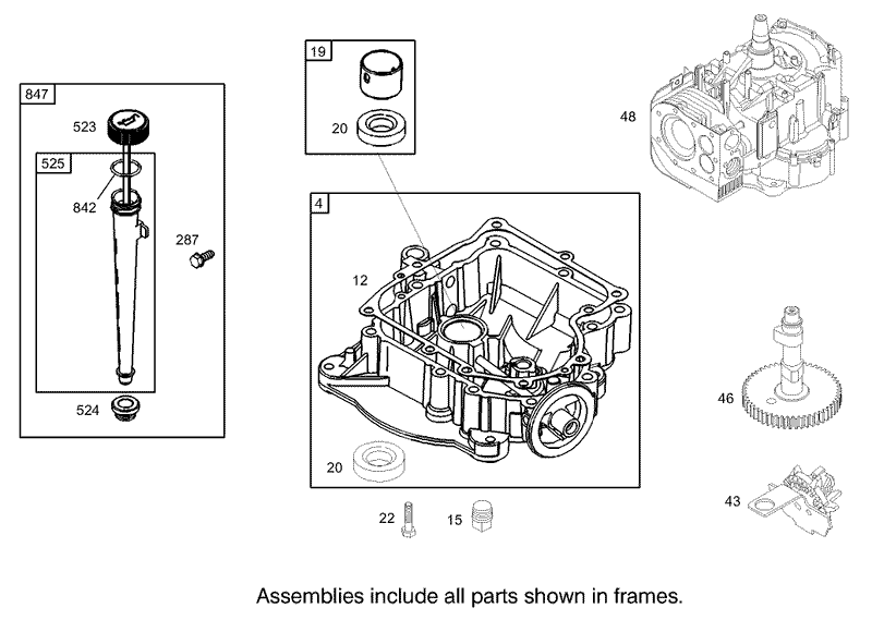Crankcase Assembly Engine Briggs and Stratton Model 28M707 1127 E1