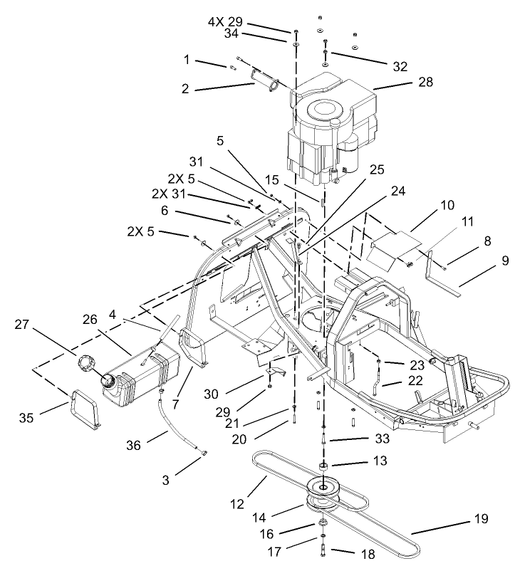 Engine and Fuel Tank Assembly