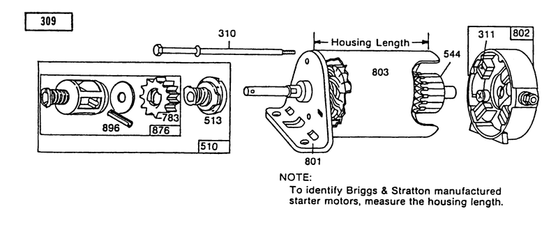 Starter Briggs and Stratton No 191707 0121 01 257707 0124 01 and 286707 0119 01