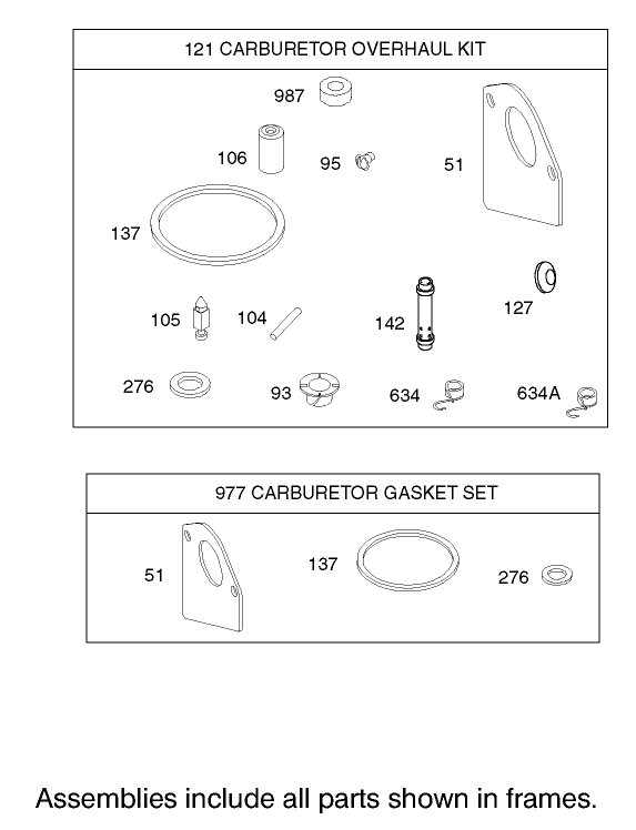 Carburetor Overhaul Kit Assembly Engine Briggs and Stratton Model 28M707 1127 E1