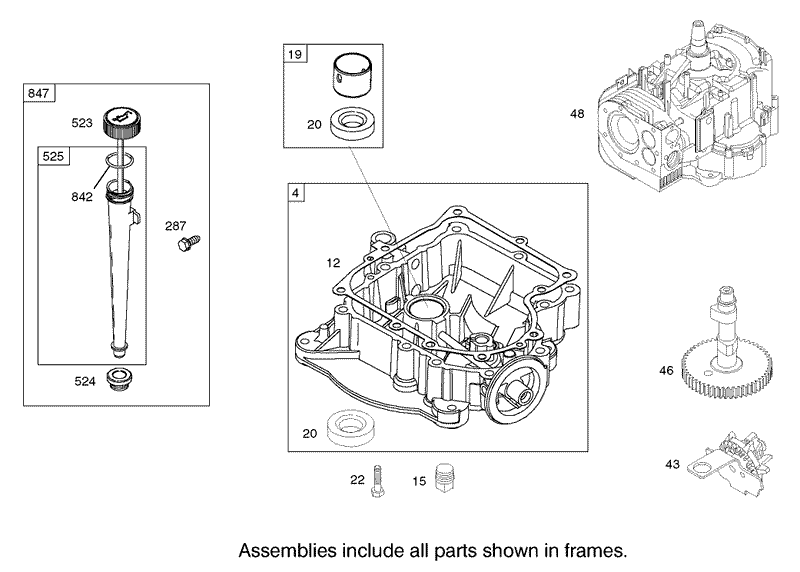 Crankcase Assembly Engine Briggs and Stratton Model 28M707 1127 E1