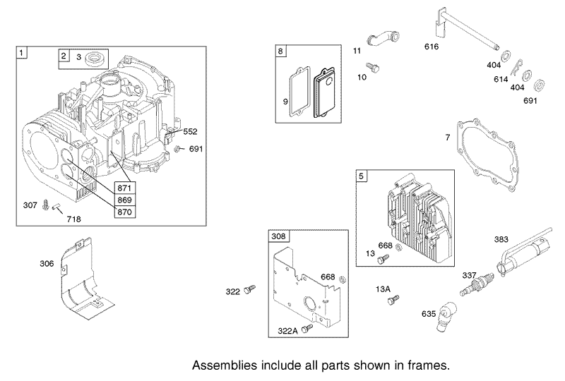 Cylinder Assembly Engine Briggs and Stratton Model 28M707 1127 E1