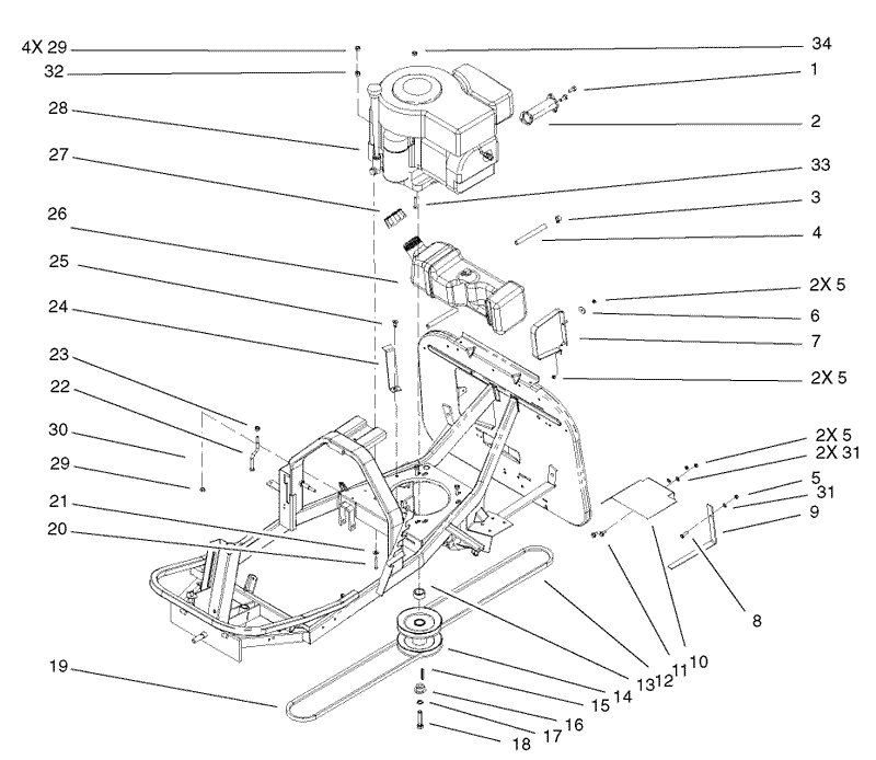 Engine and Fuel Tank Assembly
