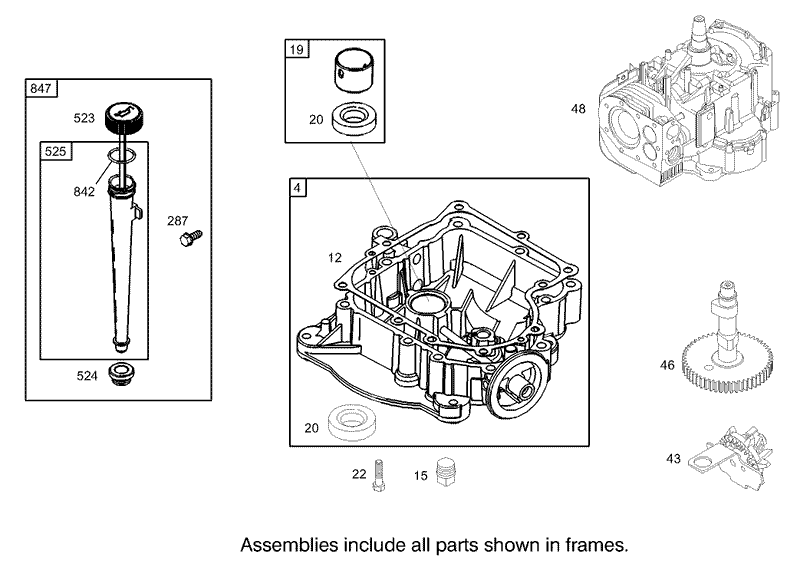 Crankcase Assembly Engine Briggs and Stratton Model 28M707 1127 E1