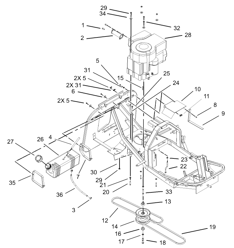 Engine and Fuel Tank Assembly
