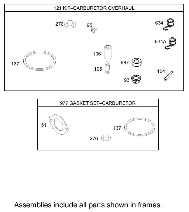 Carburetor Overhaul Kit Assembly Briggs and Stratton 31G777 0121 E1