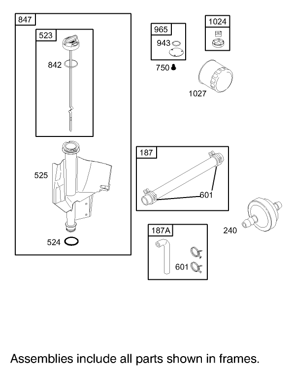 Oil Filter Tube and Pump Assembly Briggs and Stratton 31G777 0121 E1