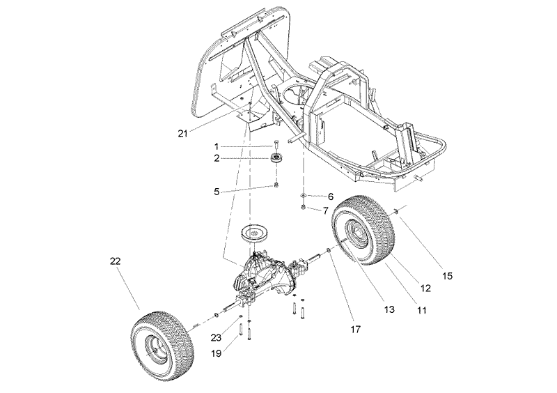 Rear Wheel and Transmission Assembly