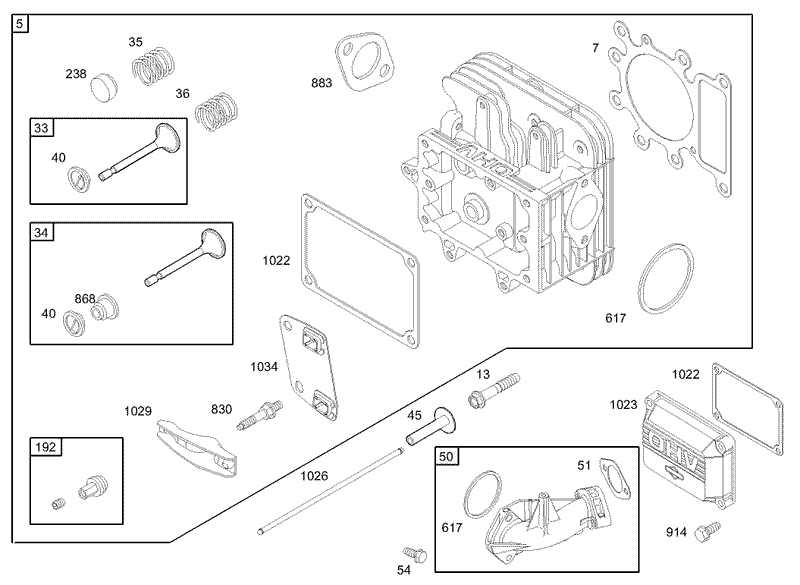 Cylinder Head Assembly Briggs and Stratton 31G777 0121 E1