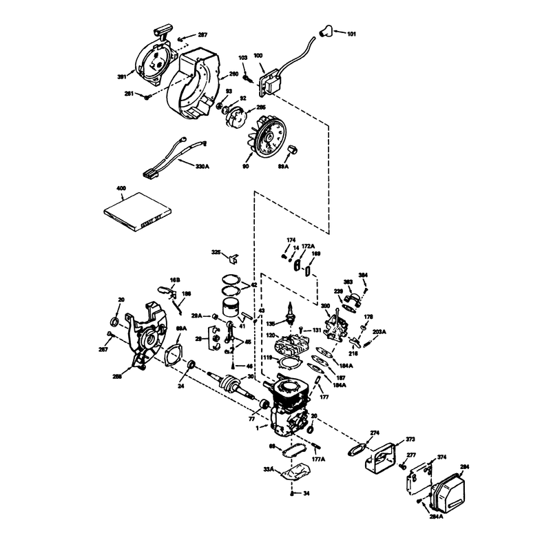 Engine Tecumseh Model No. Hsk600 Type 1668p (model No. 38170 Only)