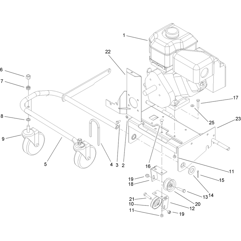 Engine and Front Wheel Assembly