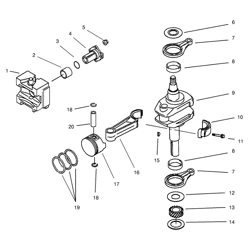 PistonCrankshaft Crankcase Assembly Kawasaki FB460V-MS14