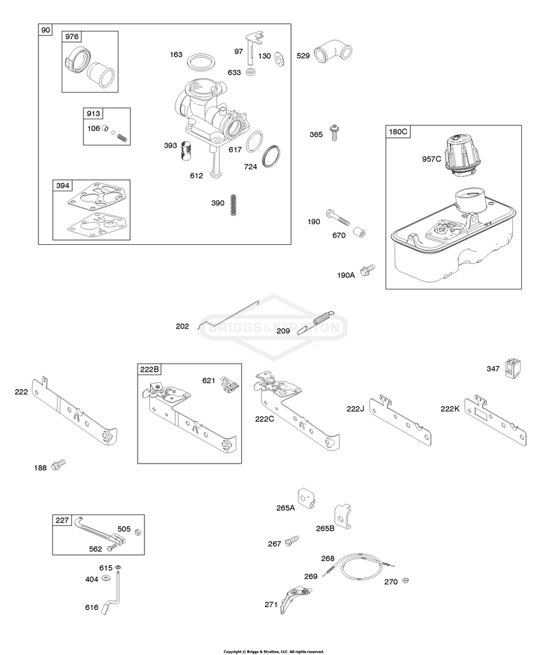 Carburetor, Controls, Fuel Supply, Governor Spring