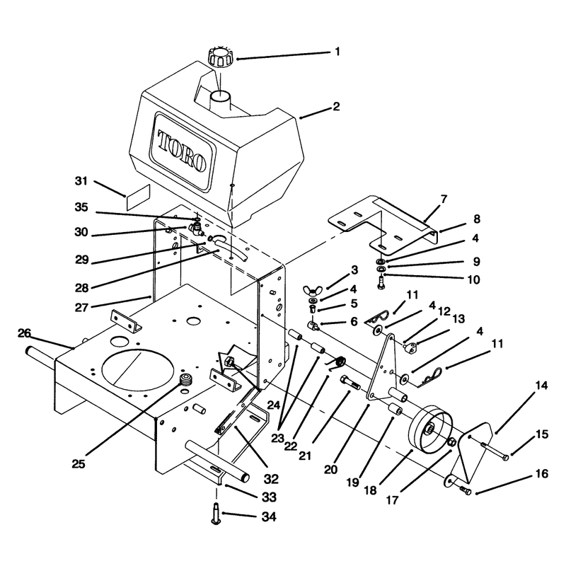 Frame Fuel Tank and Wheel Drive Idler