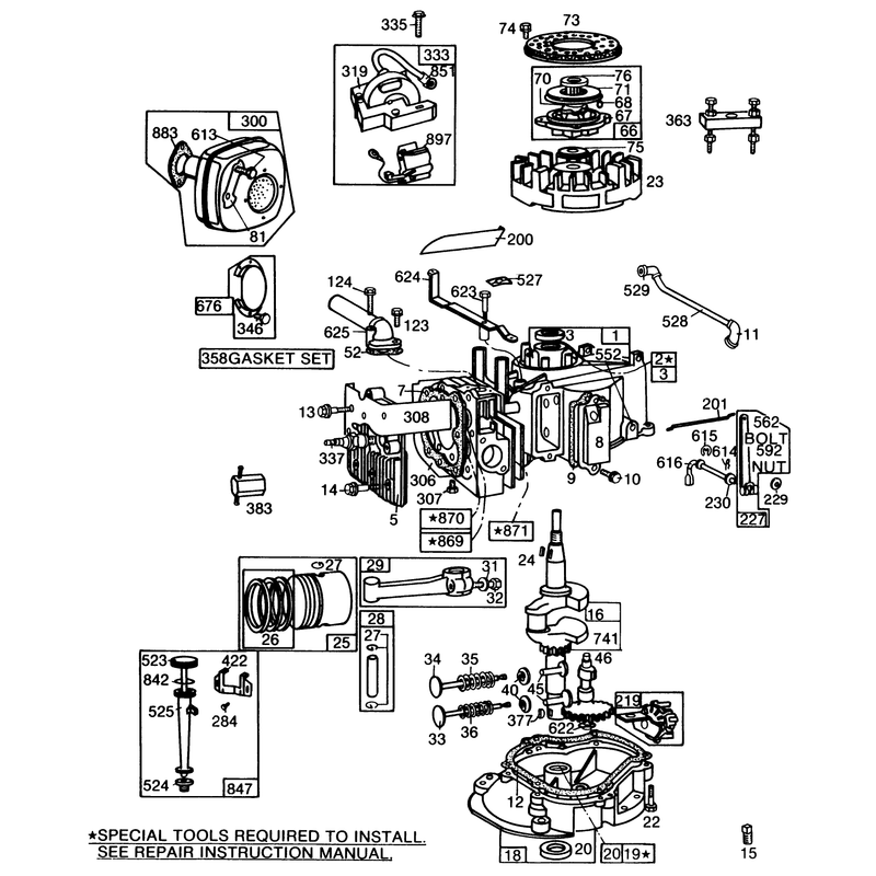 Engine Briggs and Stratton Model No 130902 Type 1200-01 Continued