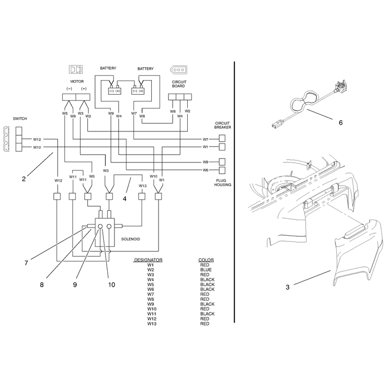 Electrical Wire Diagram Power Chord and Side Discharge Chute Assembly