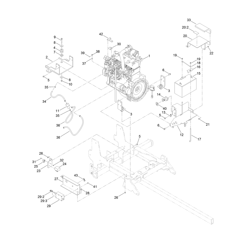 Engine and Battery Assembly