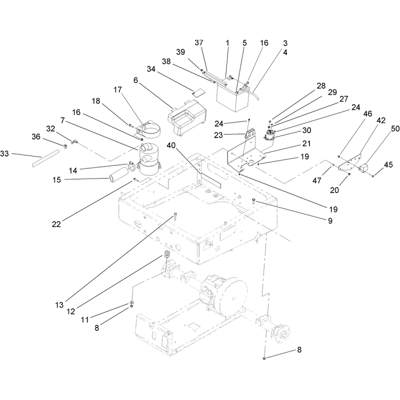 Drivetrain Mounting Battery and Air Cleaner Assembly