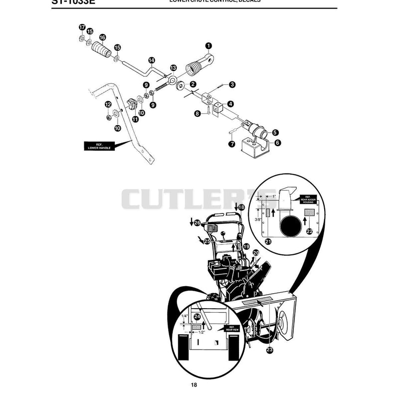 LOWER CHUTE CONTROL, DECALS
