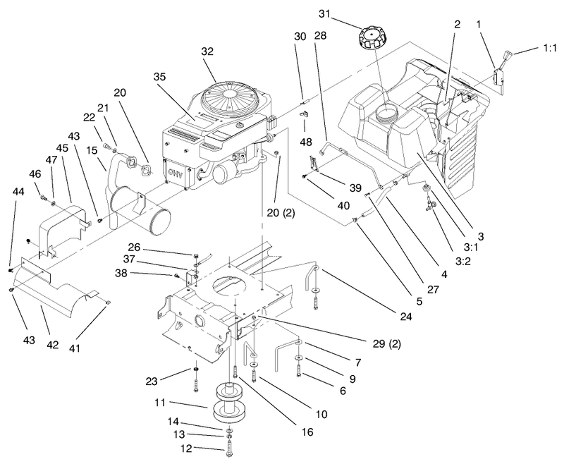 Engine and Gas Tank Assembly