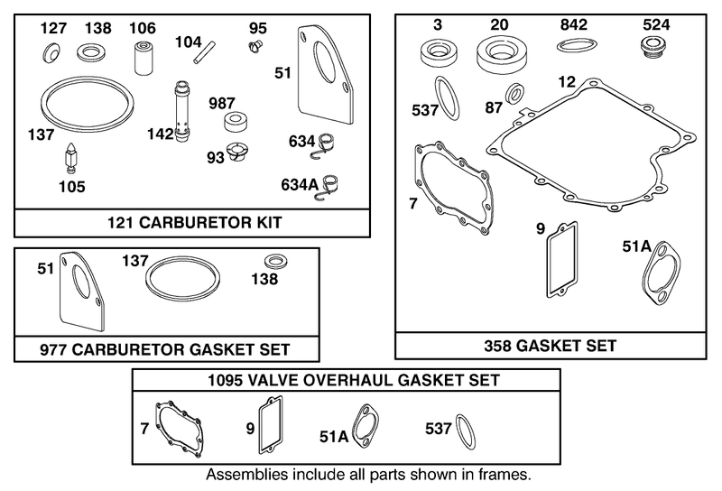 Carburetor Overhaul and Gasket Sets Briggs and Stratton 284707 1148 E1
