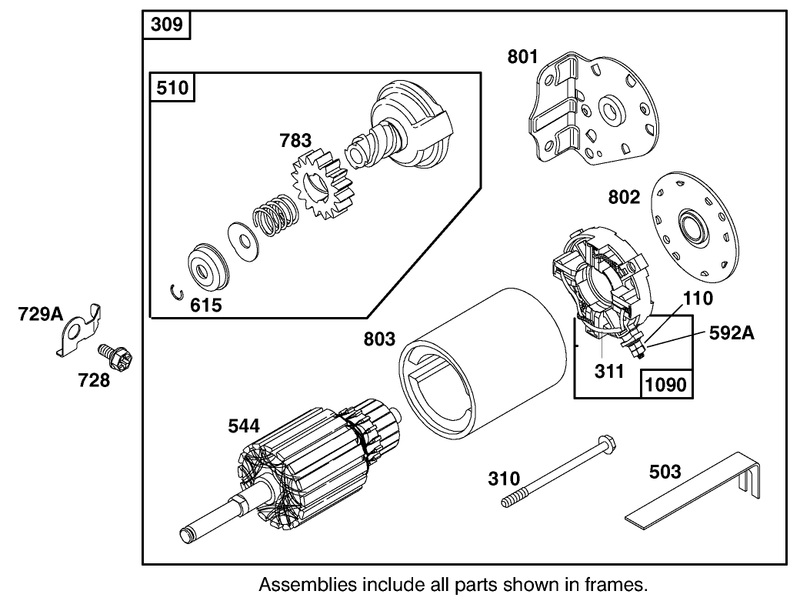 Starter Motor Assembly Briggs and Stratton 284707 1148 E1